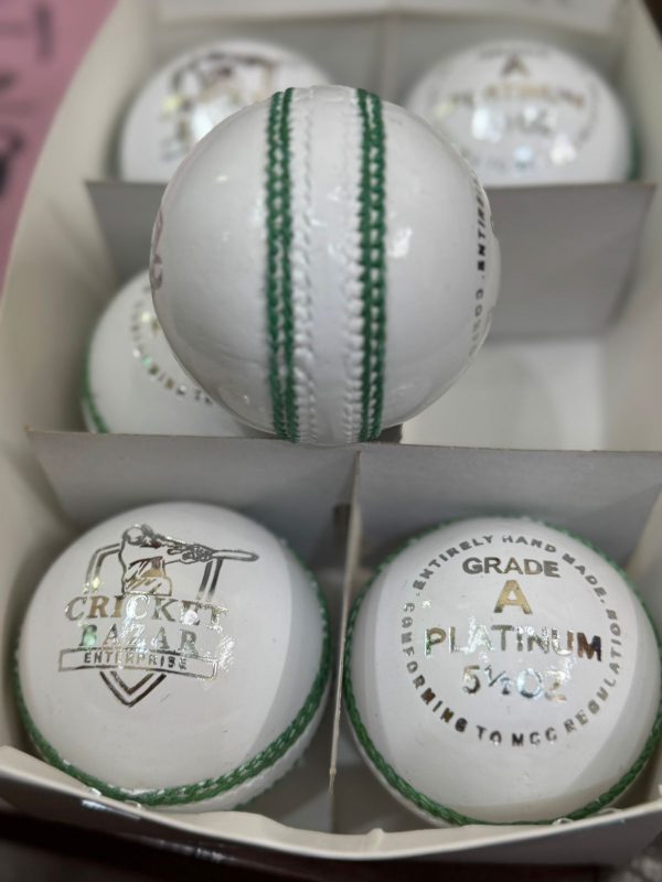 CB Platinum White Cricket Leather Ball (156 GMS & 142 GMS) - Image 2