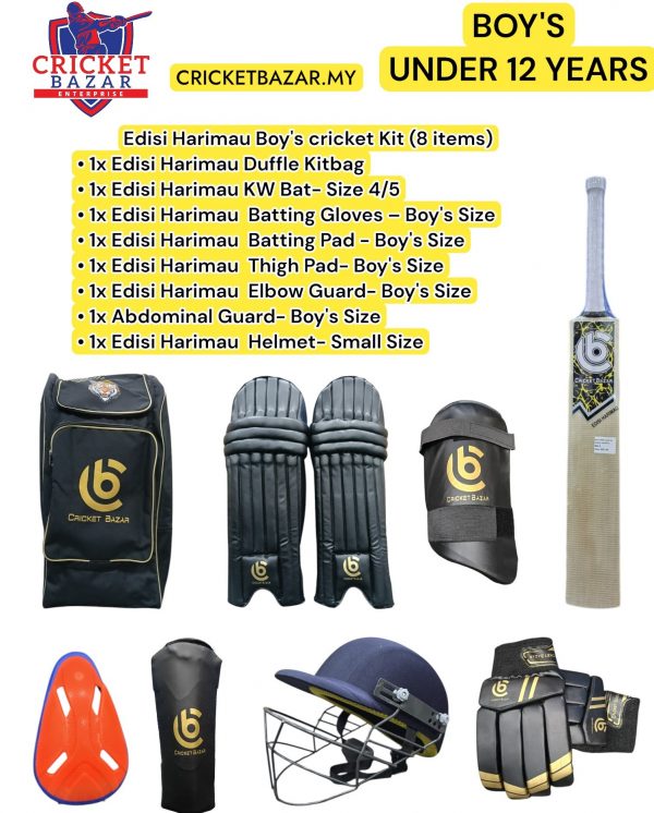 CB EDISI HARIMAU JUNIOR CRICKET KIT BOY'S & YOUTH SIZE - All 8 Items.