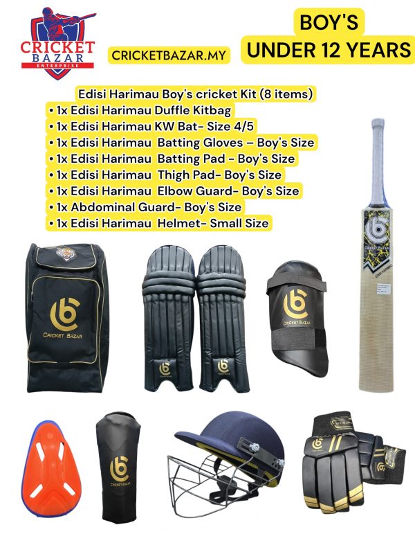 CB EDISI HARIMAU JUNIOR CRICKET KIT BOY'S & YOUTH SIZE - All 8 Items. - Image 3