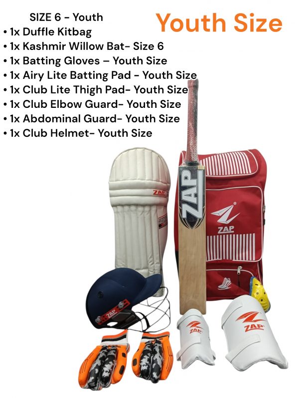 ZAP Junior Individual Cricket Kit Boy(Size 5) and Youth(Size 6)- All 8 Items - Image 10