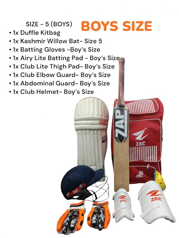 ZAP Junior Individual Cricket Kit Boy(Size 5) and Youth(Size 6)- All 8 Items - Image 9