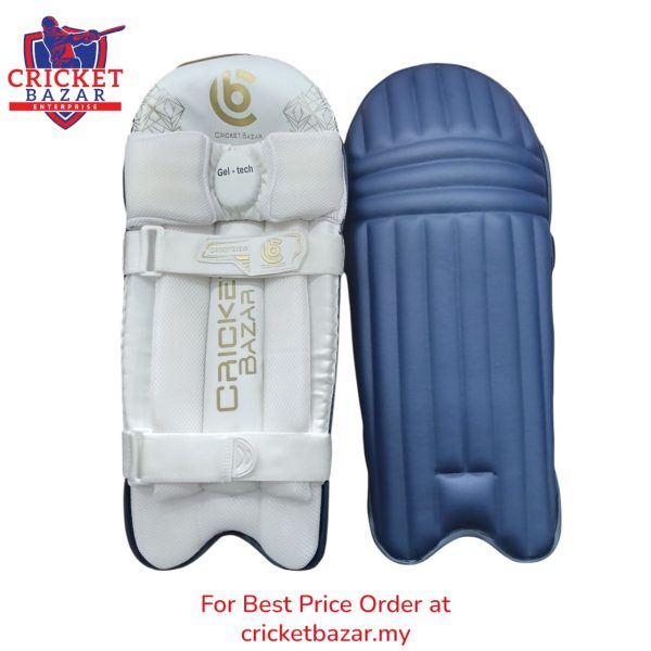 CB Moulded ULTRALITE Cricket Batting Pads – Men’s Size (White & Blue)- Ambidextrous - Image 4